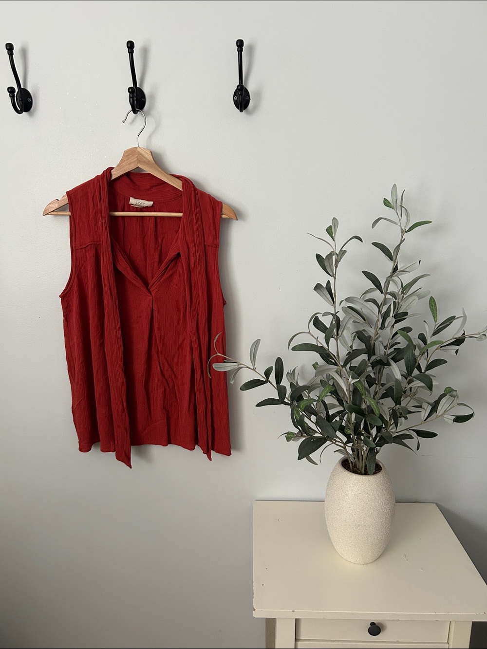 LOFT Sleeveless V-Neck Blouse in Burnt Orange